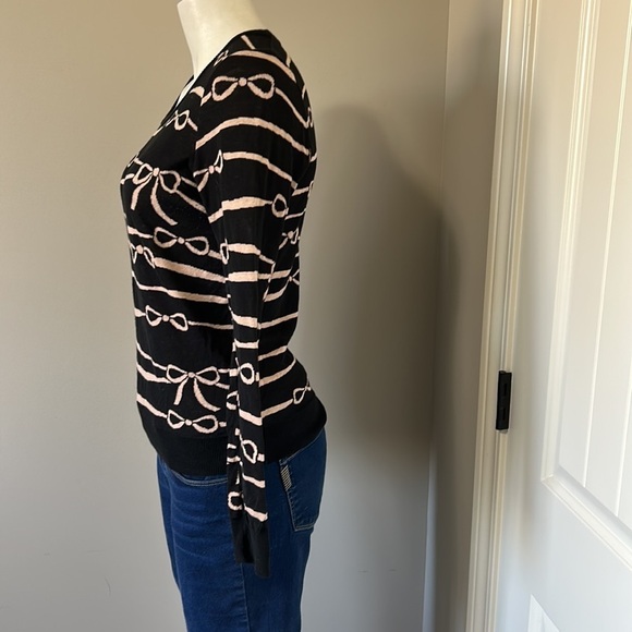 Anthropologie HWR Bow Ribbon Ruled intarsia stripe Sweater Pullover Sz S - Picture 7 of 15